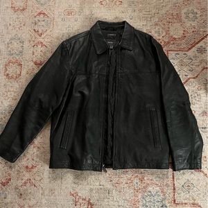 Perry Ellis Portfolio Leather jacket. Lamb skin. Black.